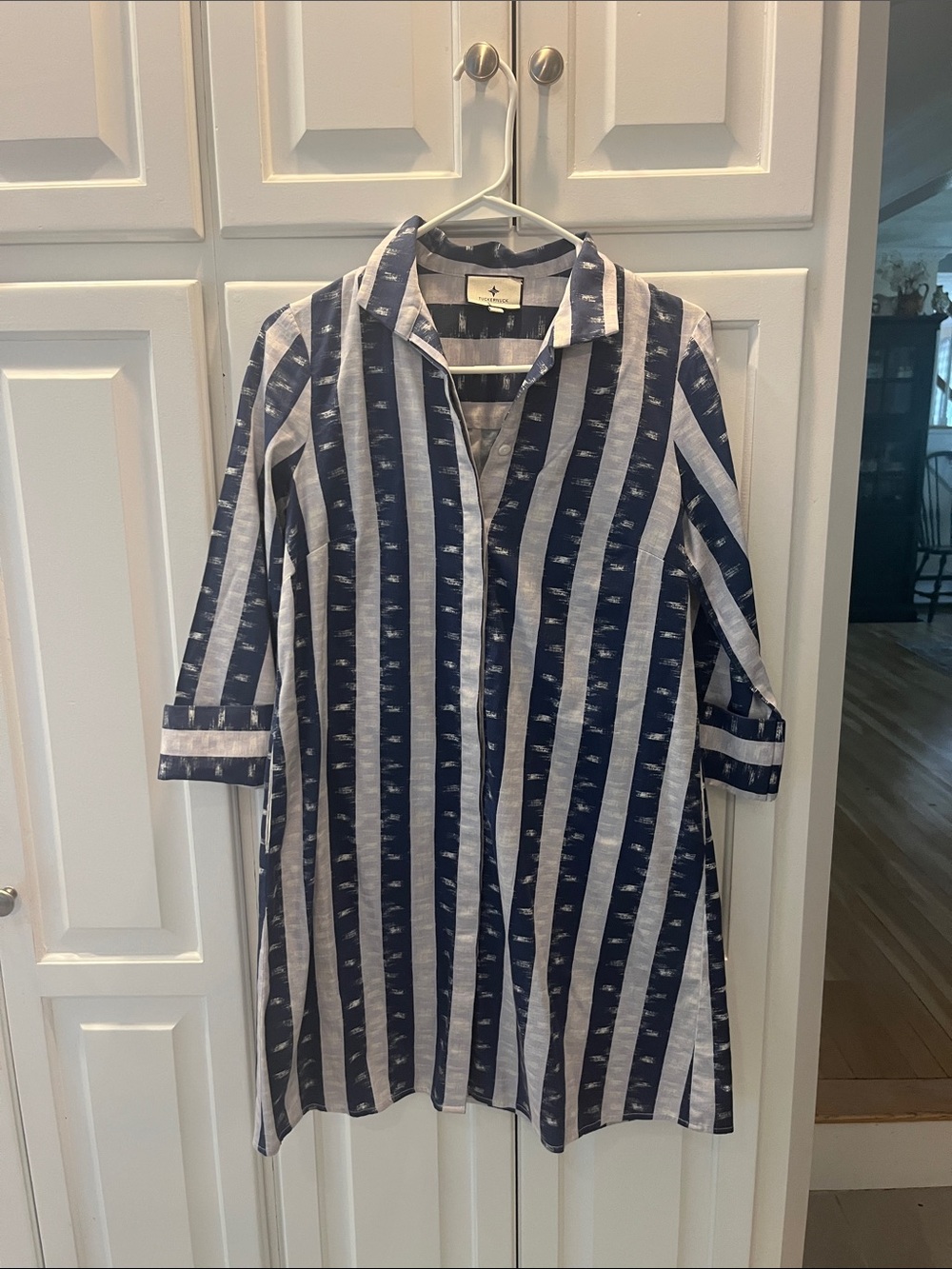 Tuckernuck Striped Navy and White Button-Front Tunic